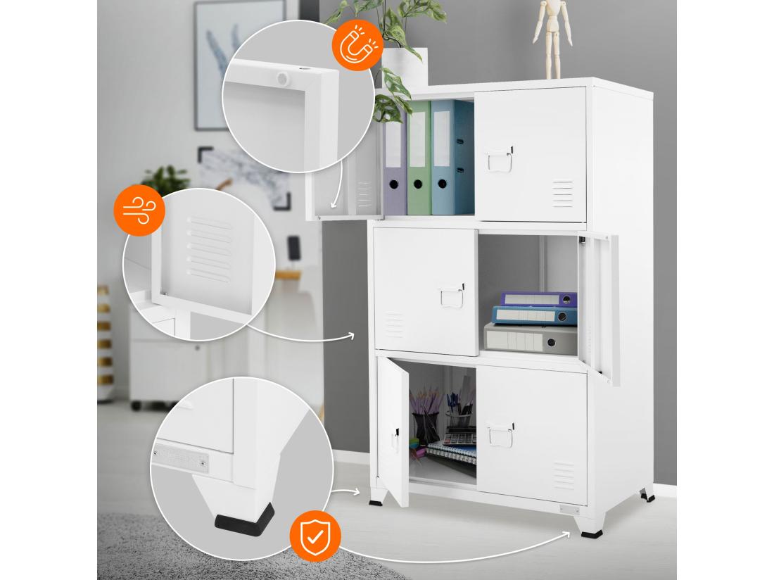 Vente Unique Armoire De Bureau Armoire De Classement Armoire Métallique Avec étagères Armoire Acier 75x40x120 Cm