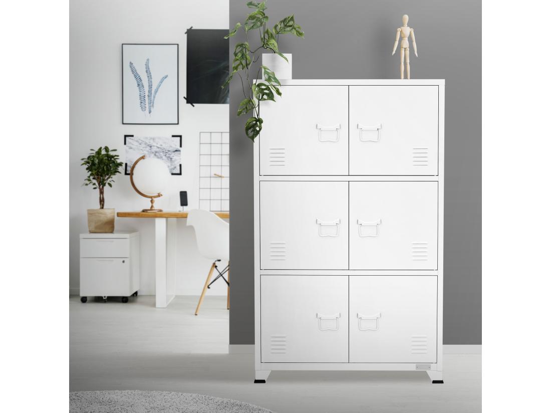 Vente Unique Armoire De Bureau Armoire De Classement Armoire Métallique Avec étagères Armoire Acier 75x40x120 Cm