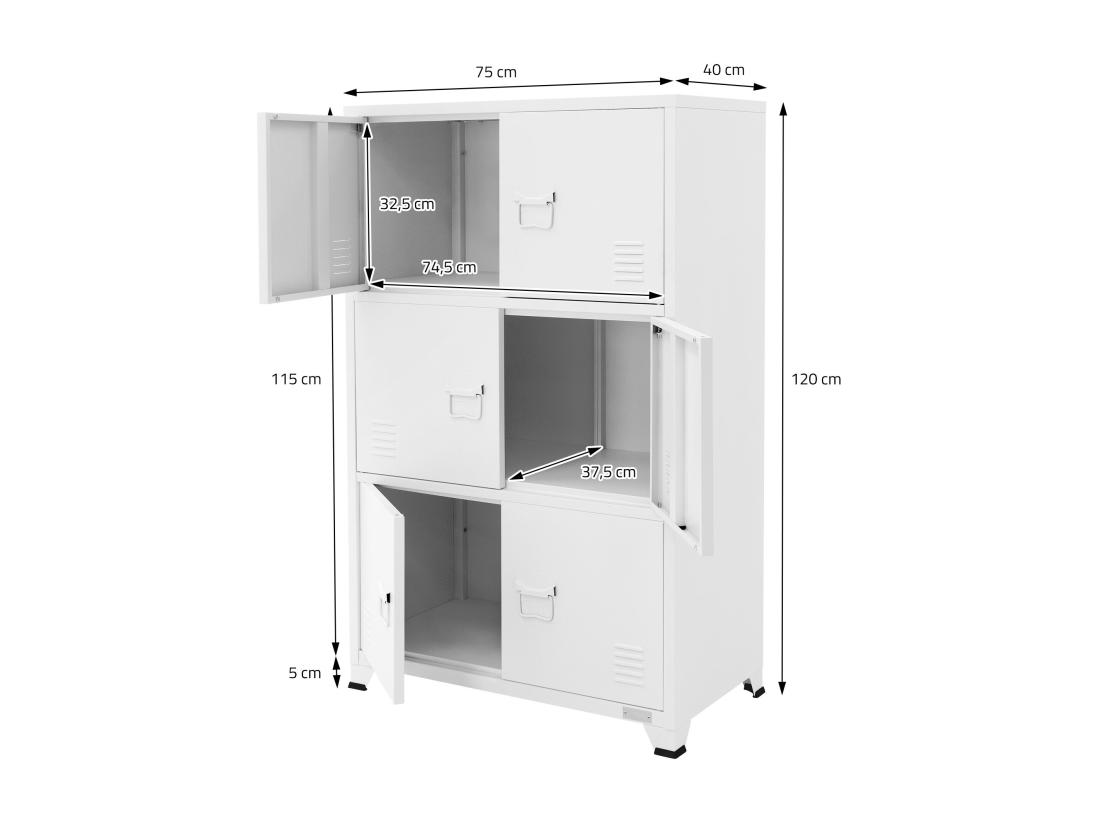 vente unique Armoire de bureau Armoire de classement Armoire métallique avec étagères Armoire acier 75x40x120 cm