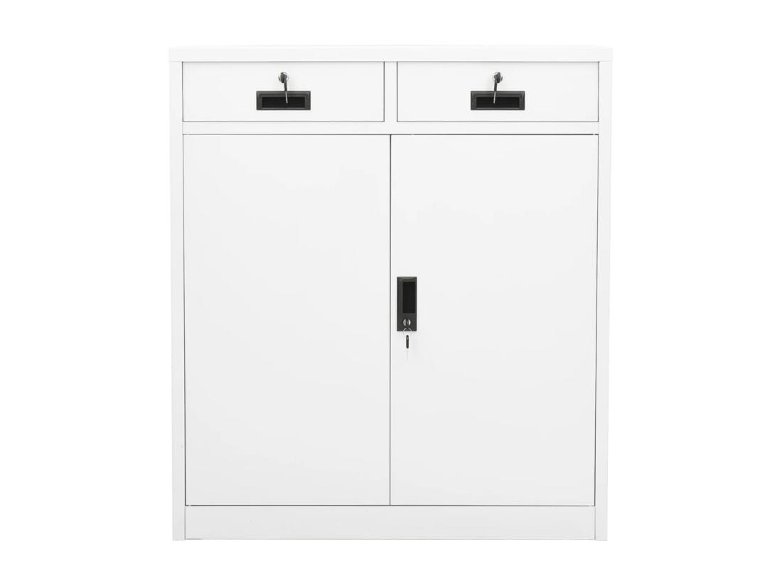Vente Unique Armoire De Bureau Blanc 90x40x102 Cm Acier