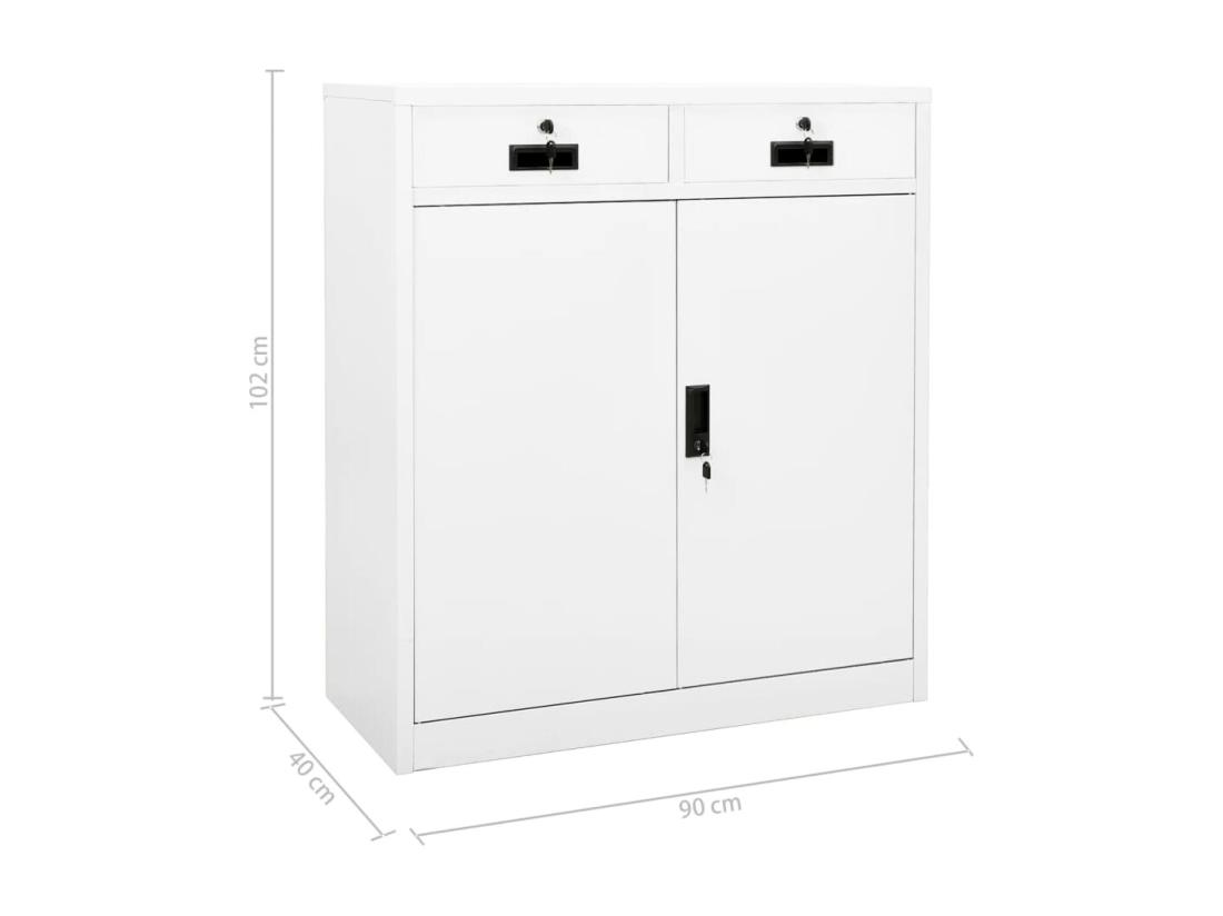 Vente Unique Armoire De Bureau Blanc 90x40x102 Cm Acier