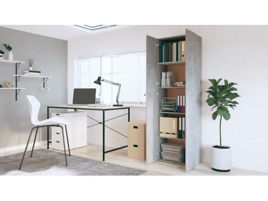 Vente Unique Armoire De Bureau Gris Béton 60x32x190 Cm Bois D'ingénierie