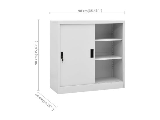 Vente Unique Armoire De Bureau Porte Coulissante Gris Clair 90x40x90cm Acier