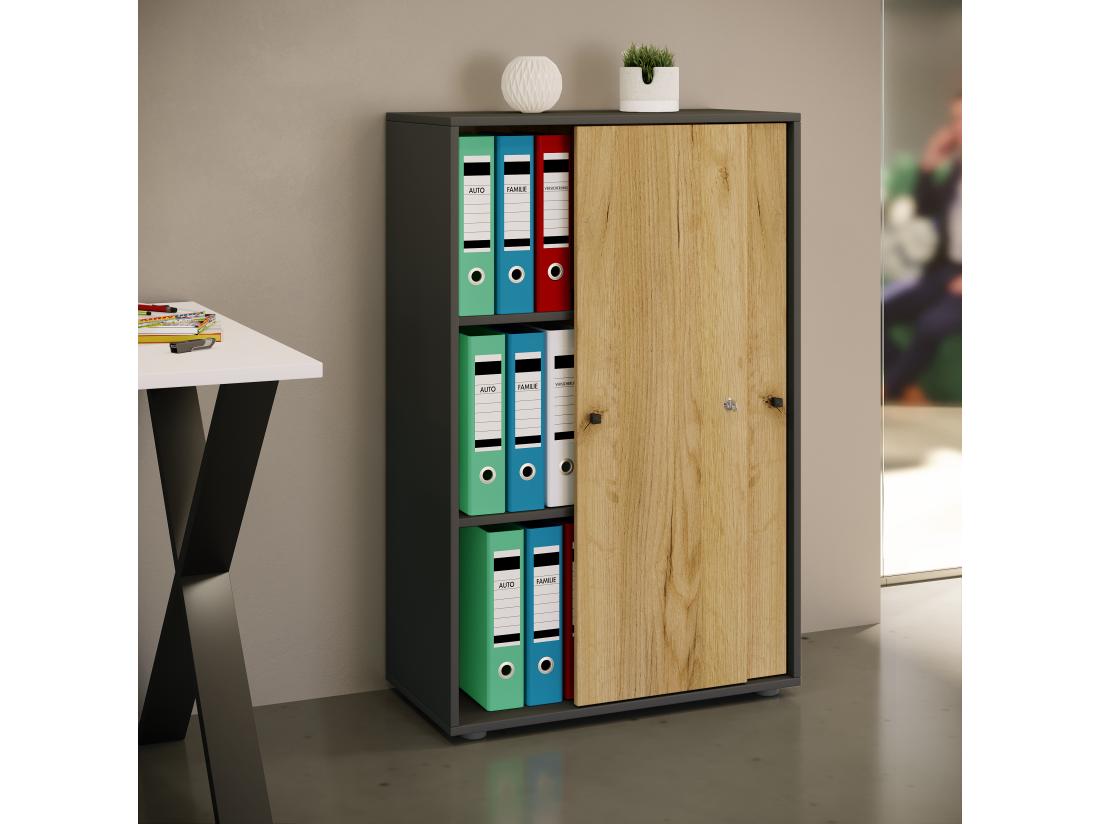 vente unique Armoire de bureau portes coulissantes Lona 3x