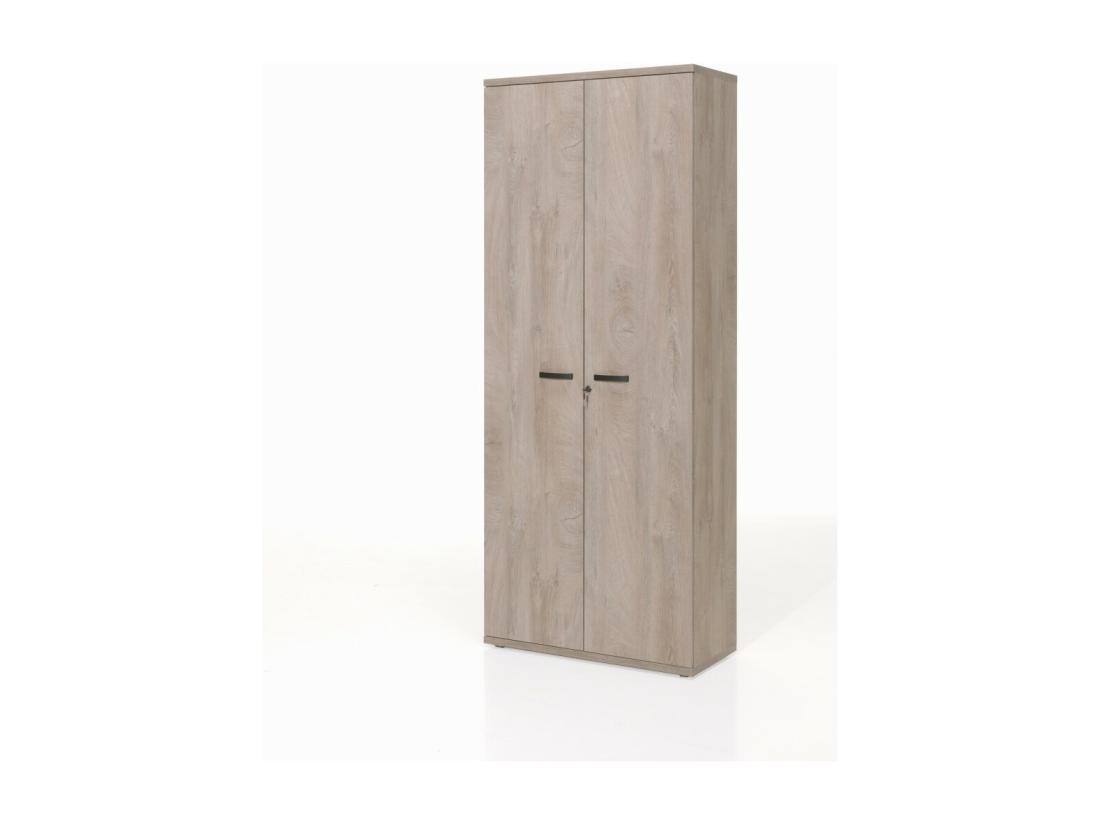 vente unique Armoire de Bureau robuste - Meuble 2 Portes et étagères coloris Chêne brut. Collection YUKON