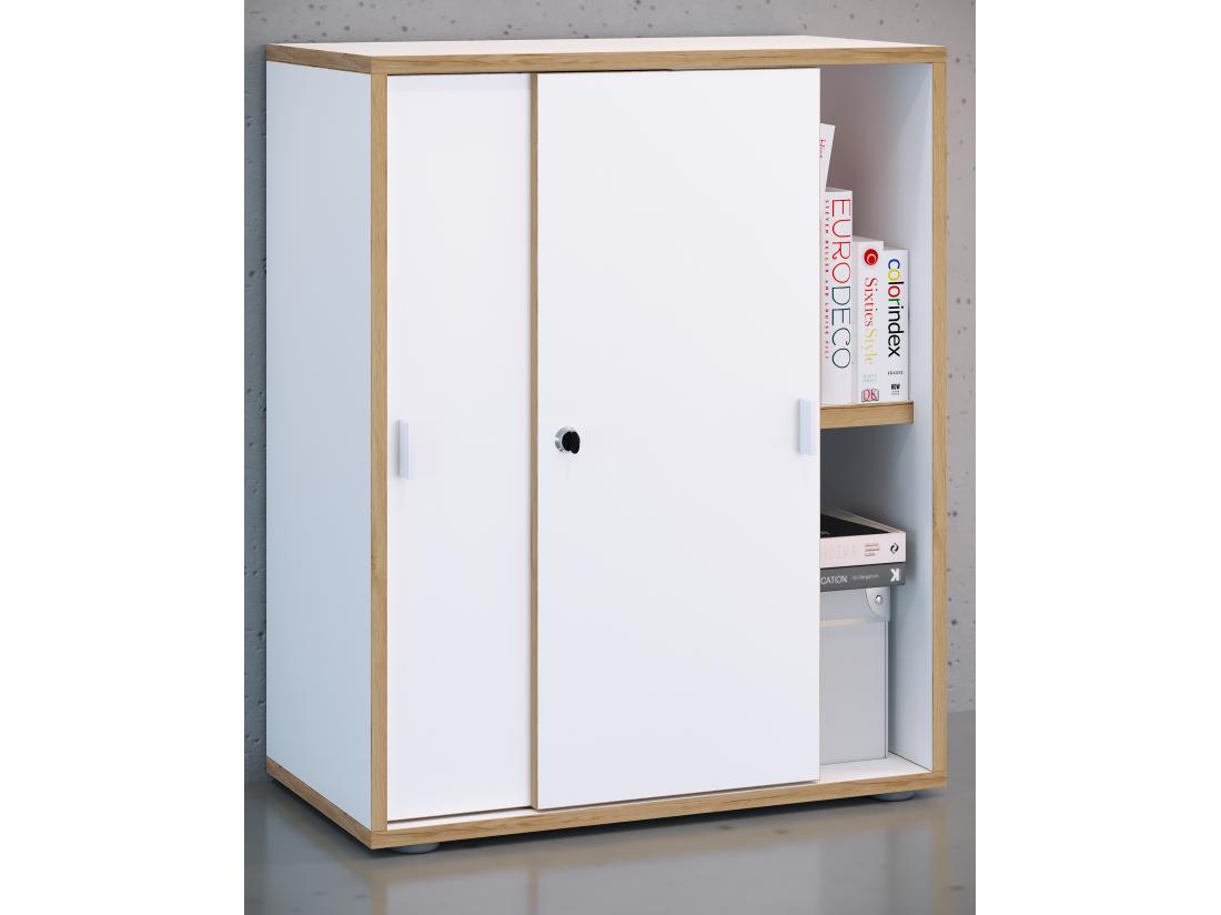 Vente Unique Armoire De Bureau Salia Portes Coulissantes 2x B60