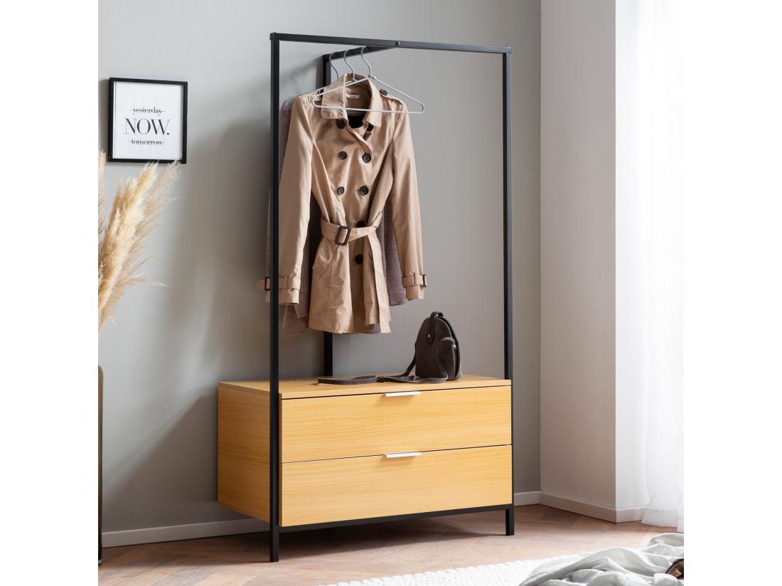 Vente Unique Armoire De Couloir Décor Chêne 152x85x44 Cm Armoire Chaussures Vestes