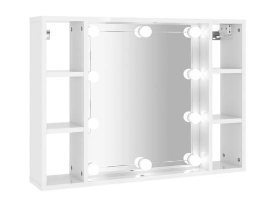 Vente Unique Armoire De Miroir Avec LED Blanc Brillant 76x15x55 Cm