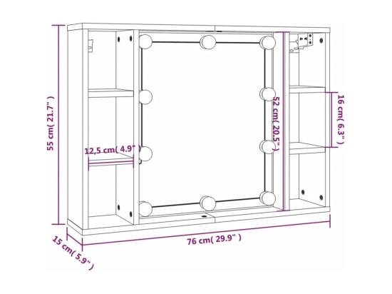 Vente Unique Armoire De Miroir Avec LED Blanc Brillant 76x15x55 Cm