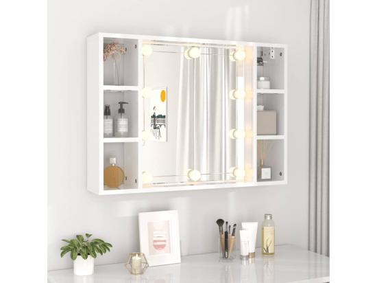 Vente Unique Armoire De Miroir Avec LED Blanc Brillant 76x15x55 Cm
