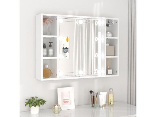 vente unique Armoire de miroir avec LED Blanc brillant 76x15x55 cm