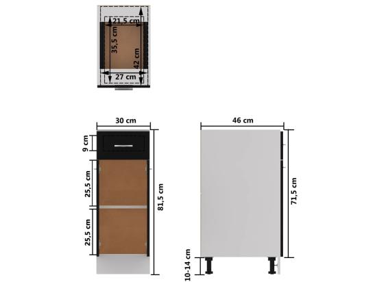 Vente Unique Armoire De Plancher à Tiroir "Lyon" Noir 30x46x81 5 Cm