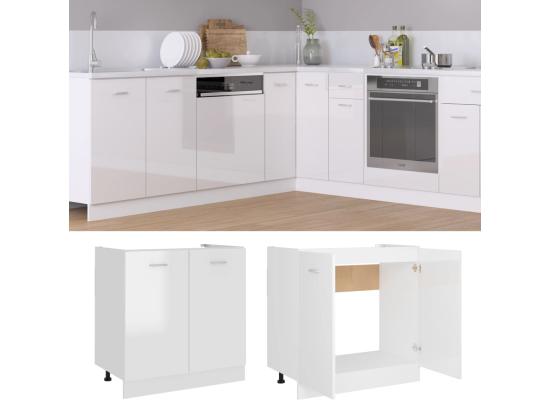 Vente Unique Armoire De Plancher D'évier "Lyon" Blanc Brillant