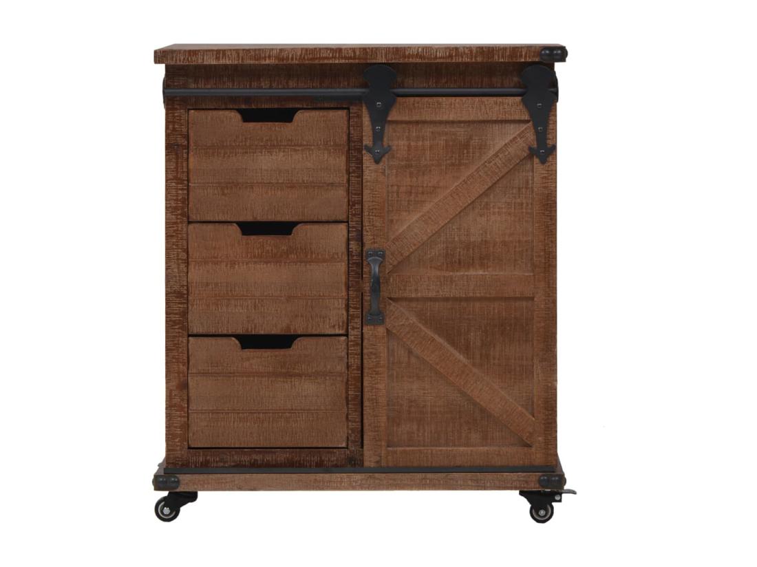 Vente Unique Armoire De Rangement Bois De Sapin Massif 64x33 5x75 Cm Marron