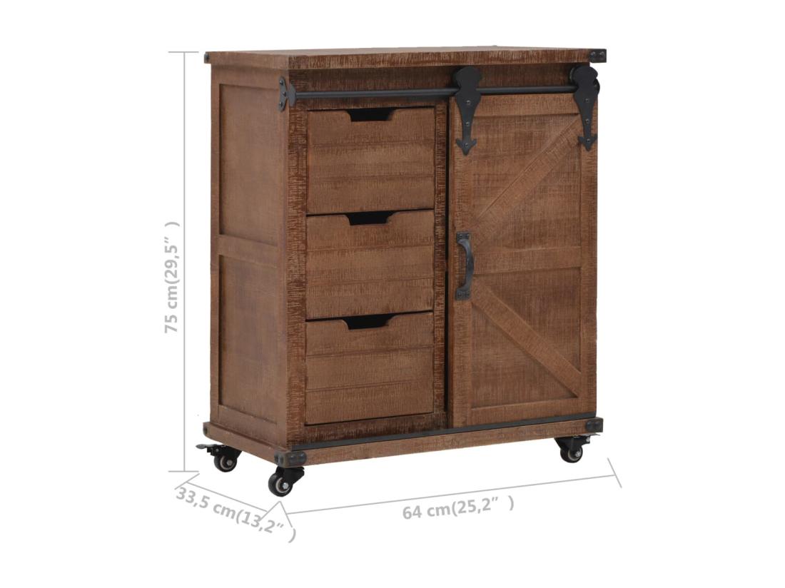 Vente Unique Armoire De Rangement Bois De Sapin Massif 64x33 5x75 Cm Marron