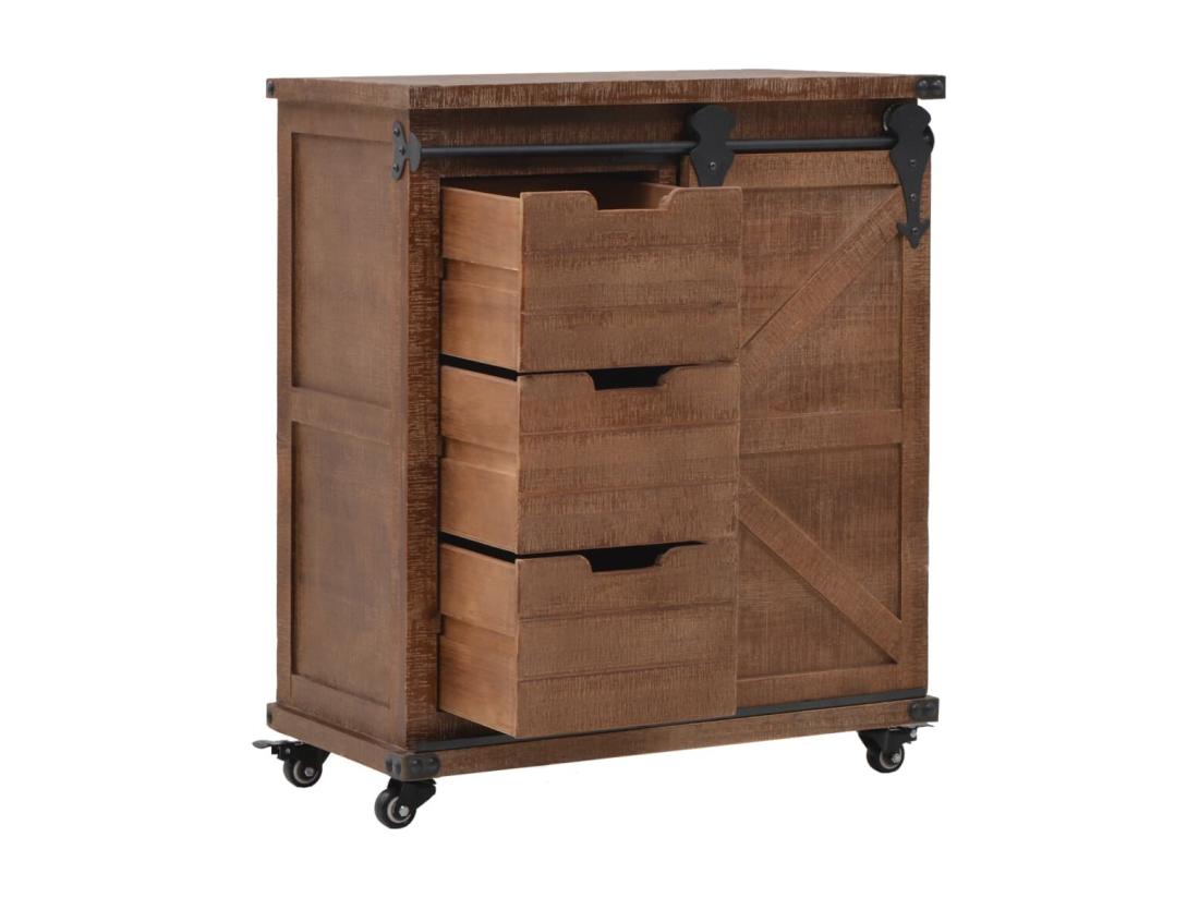 Vente Unique Armoire De Rangement Bois De Sapin Massif 64x33 5x75 Cm Marron