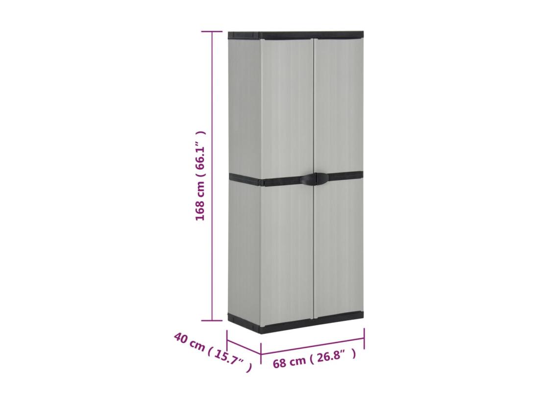 Vente Unique Armoire De Rangement De Jardin 3 étagères Gris/noir 68x40x168cm