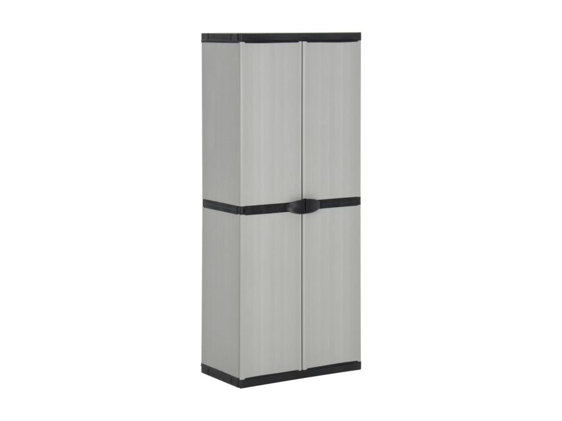 vente unique Armoire de rangement de jardin 3 étagères Gris/noir 68x40x168cm