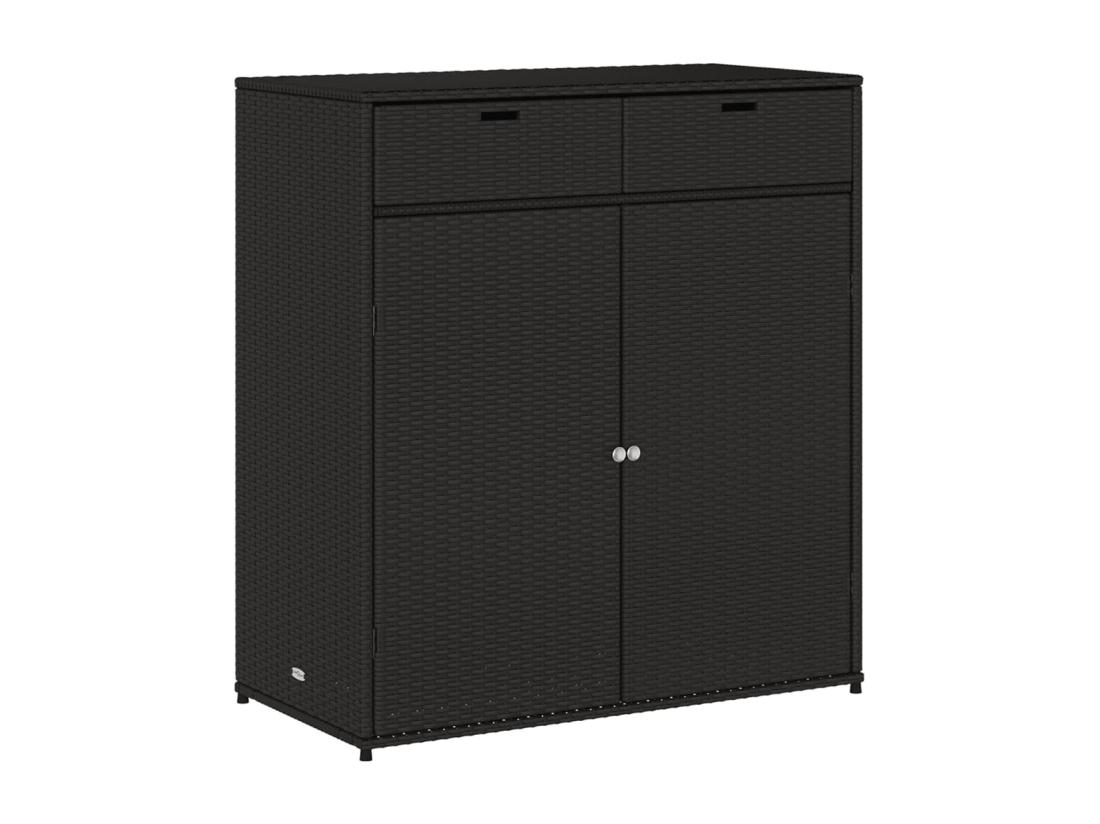 Vente Unique Armoire De Rangement De Jardin Noir 105x55x113cm Résine Tressée
