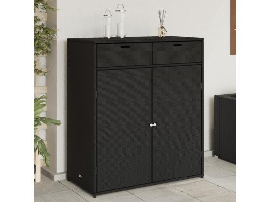 vente unique Armoire de rangement de jardin noir 105x55x113cm résine tressée