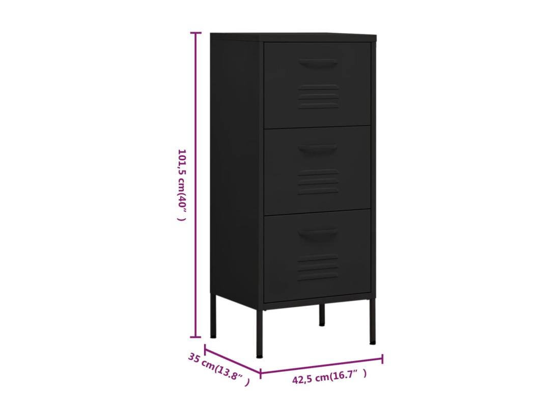 Vente Unique Armoire De Rangement Noir 42 5x35x101 5 Cm Acier