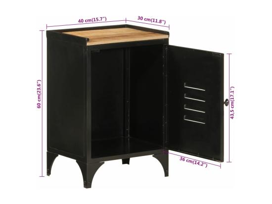 Vente Unique Armoire De Salle De Bain 40x30x60 Cm Fer Et Bois De Manguier