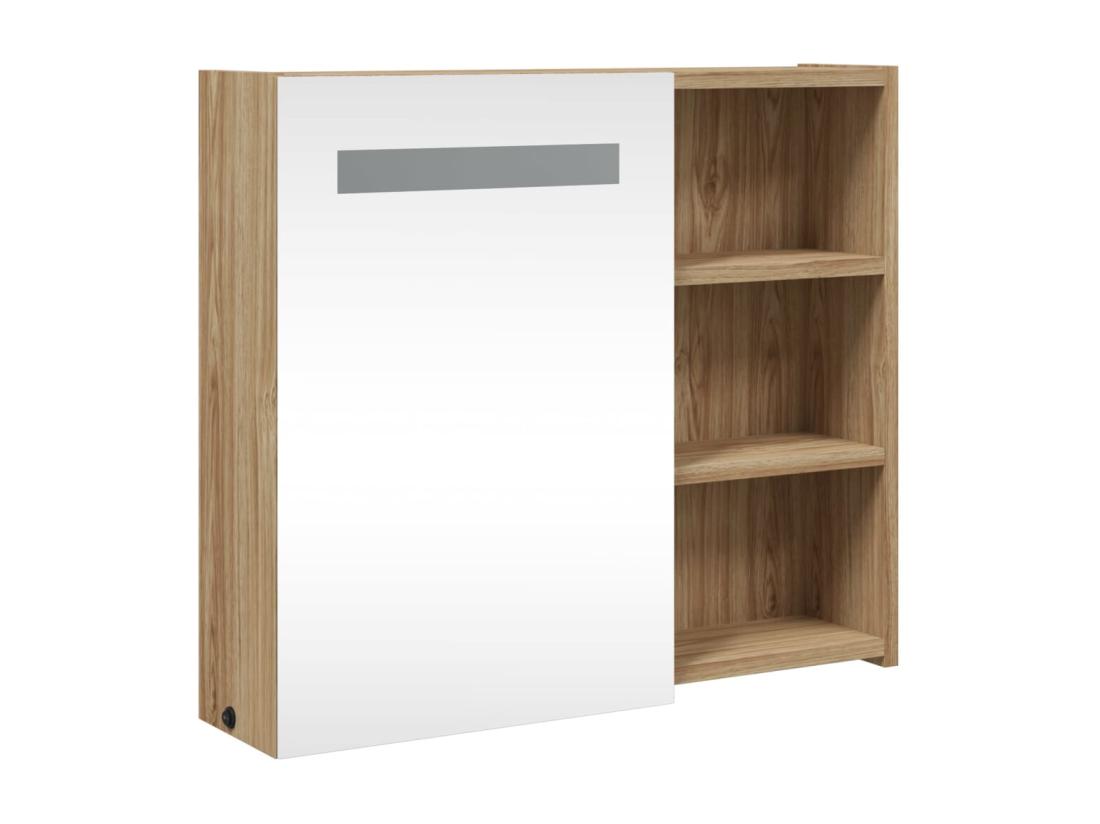 Vente Unique Armoire De Salle De Bain à Miroir Avec LED Chêne 60x13x52 Cm