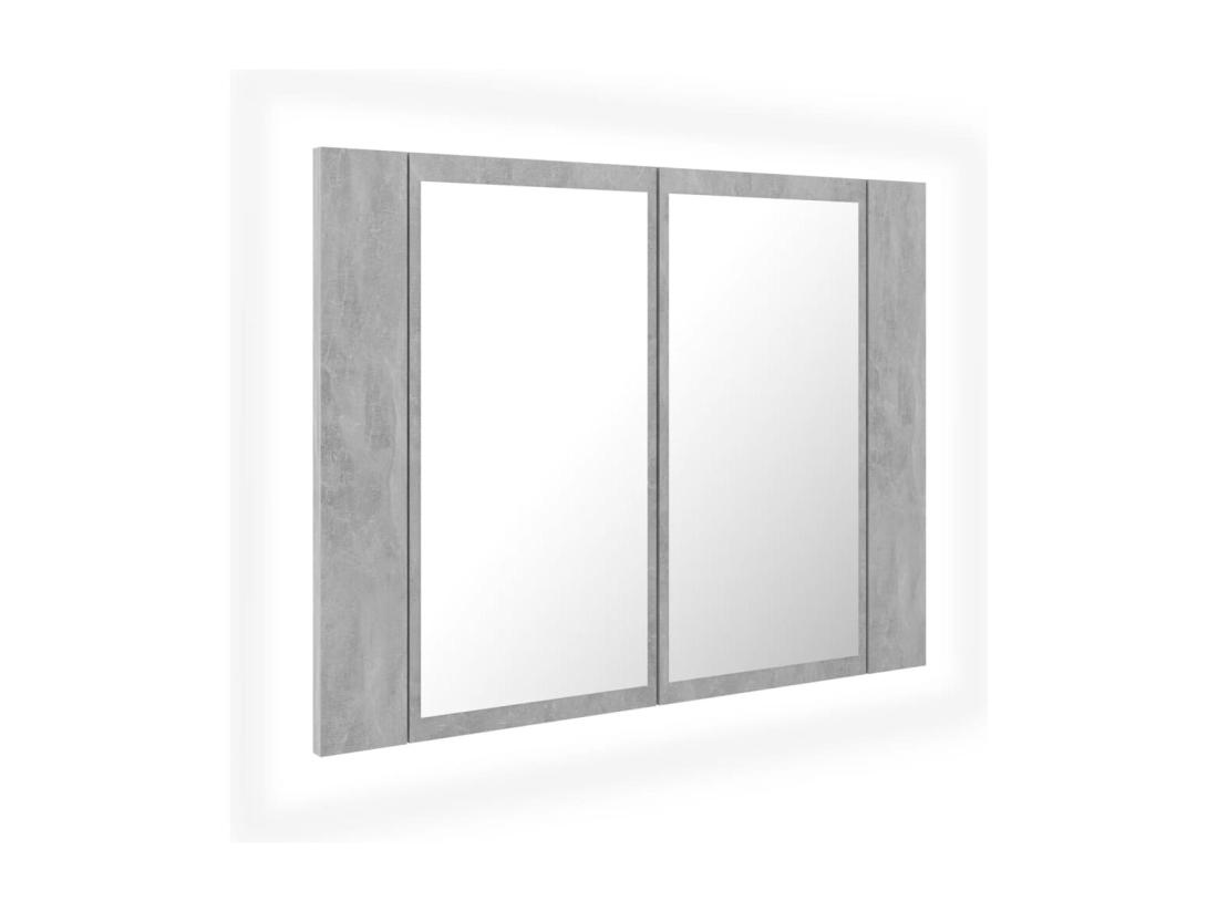 Vente Unique Armoire De Salle De Bain à Miroir LED Gris Béton Acrylique