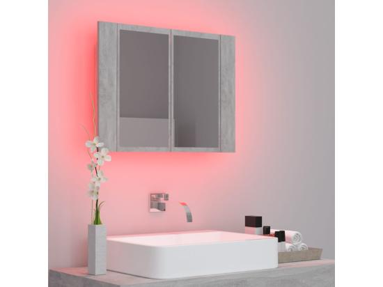 Vente Unique Armoire De Salle De Bain à Miroir LED Gris Béton Acrylique