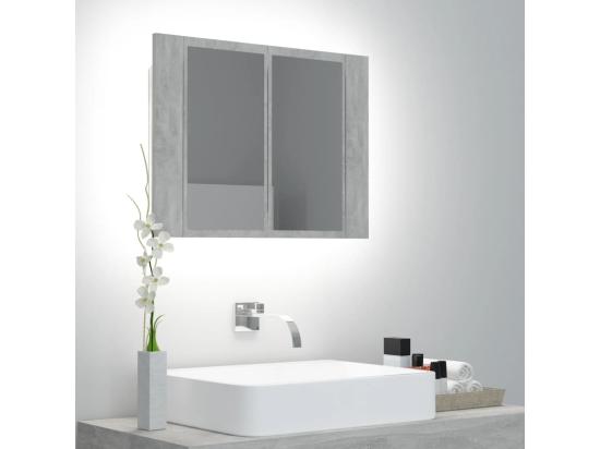 vente unique Armoire de salle de bain à miroir LED Gris béton Acrylique