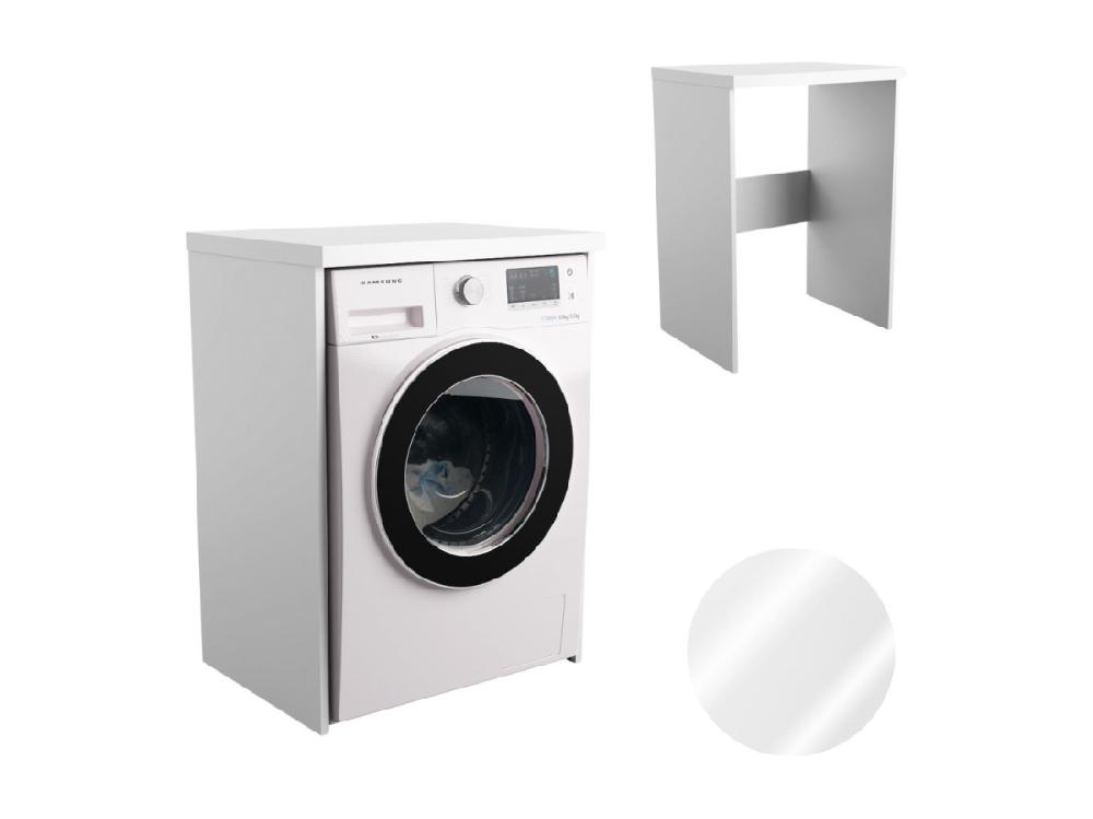 Vente Unique Armoire De Salle De Bain Au-dessus De La Machine à Laver Sèche-linge Colonne Étagère Intégrée Blanc Electroménager