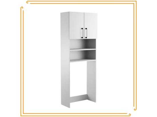 Vente Unique Armoire De Salle De Bain Au-dessus De La Machine à Laver Sèche-linge Colonne Étagère Intégrée Pour Électroménager Blanc