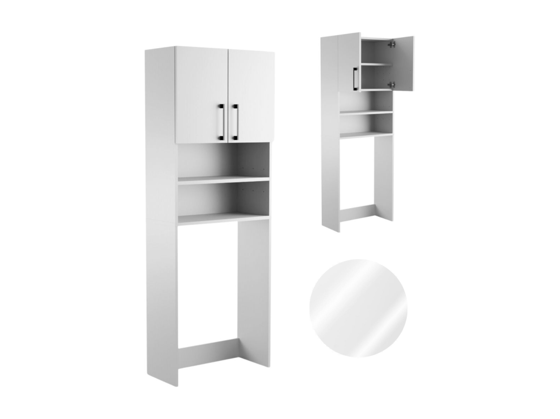 vente unique Armoire de Salle de Bain au-dessus de la Machine à Laver Sèche-linge Colonne Étagère Intégrée pour Électroménager Blanc