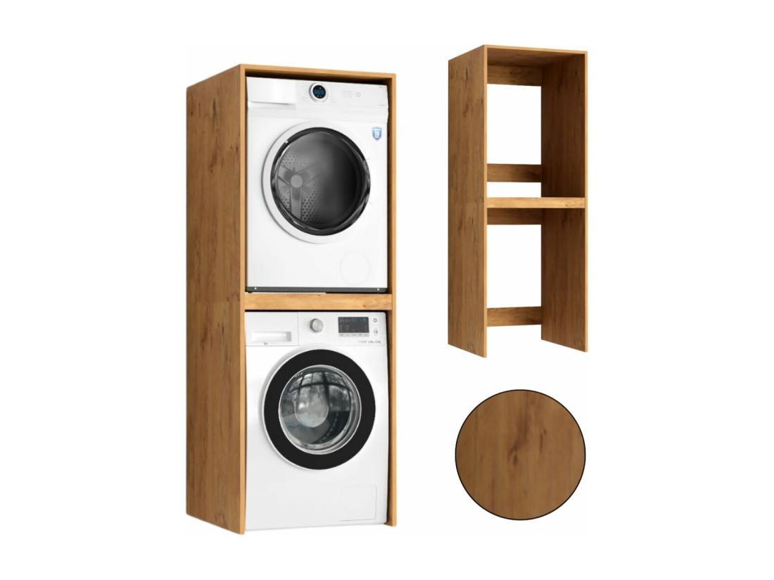 Vente Unique Armoire De Salle De Bain Au-dessus De La Machine à Laver Et Du Sèche-linge étagère En Chêne Lancelot