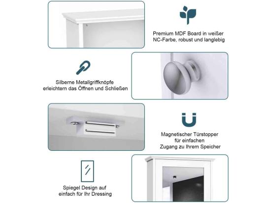 Vente Unique Armoire De Salle De Bain Avec Miroir Armoire Miroir Murale à 2 Niveaux Avec Etagère Réglable