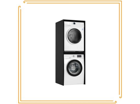 Vente Unique Armoire De Salle De Bain Pour Machine à Laver Et Sèche-linge Colonne De Rangement Pour électroménager Couleur Noire