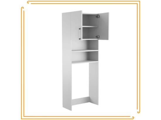 Vente Unique Armoire De Salle De Bain Pour Machine à Laver Et Sèche-linge Colonne De Rangement Pour électroménager Blanc