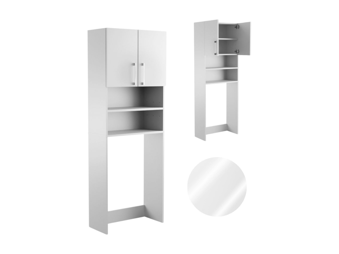 vente unique Armoire de salle de bain pour machine à laver et sèche-linge colonne de rangement pour électroménager blanc