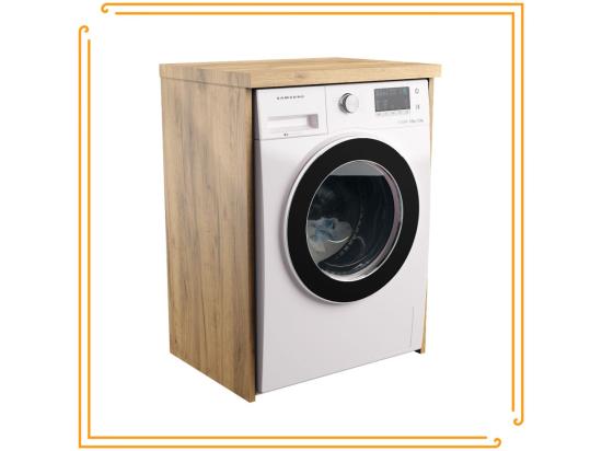 Vente Unique Armoire De Salle De Bain Pour Machine à Laver Et Sèche-linge Colonne De Rangement Pour électroménager En Chêne Artisanal