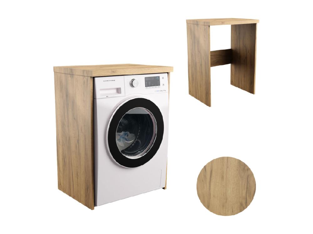 vente unique Armoire de salle de bain pour machine à laver et sèche-linge colonne de rangement pour électroménager en chêne artisanal