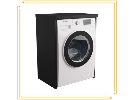 Vente Unique Armoire De Salle De Bain Pour Machine à Laver Et Sèche-linge En Noir. Idéal Pour Ranger Vos Appareils électroménagers