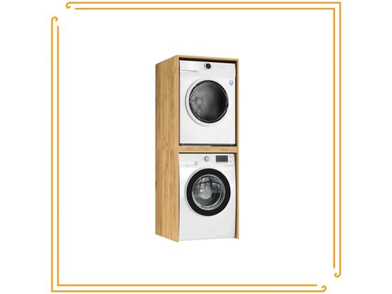 Vente Unique Armoire De Salle De Bain Sur La Machine à Laver Et Sèche-linge Colonne étagère Intégrée Pour électroménager Chêne Craft