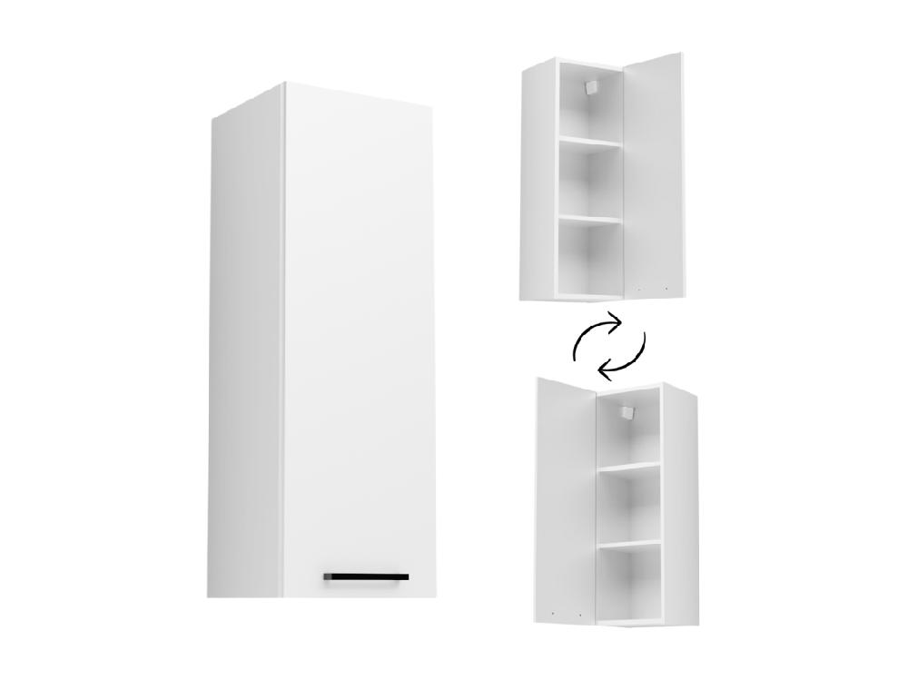vente unique Armoire de salle de bain suspendue 30cm Colonne étroite étagère étagère fermée blanc