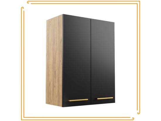 Vente Unique Armoire De Salle De Bain Suspendue 60 Cm Au-dessus De L'évier Pour Machine à Laver Étagères Chêne Craft Noir