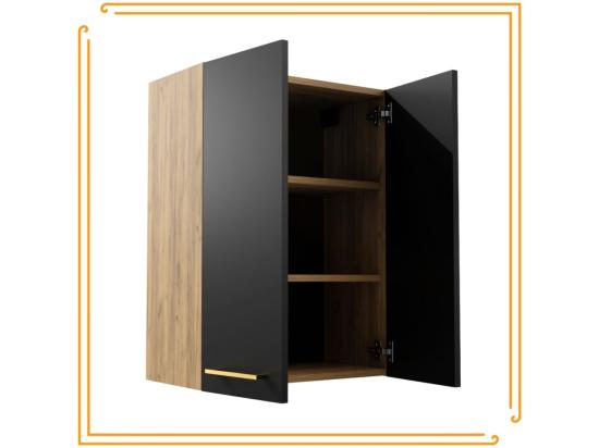 Vente Unique Armoire De Salle De Bain Suspendue 60 Cm Au-dessus De L'évier Pour Machine à Laver Étagères Chêne Craft Noir