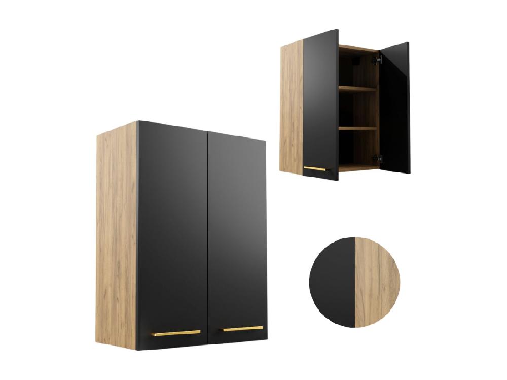 vente unique Armoire de salle de bain suspendue 60 cm au-dessus de l'évier pour machine à laver Étagères Chêne Craft Noir