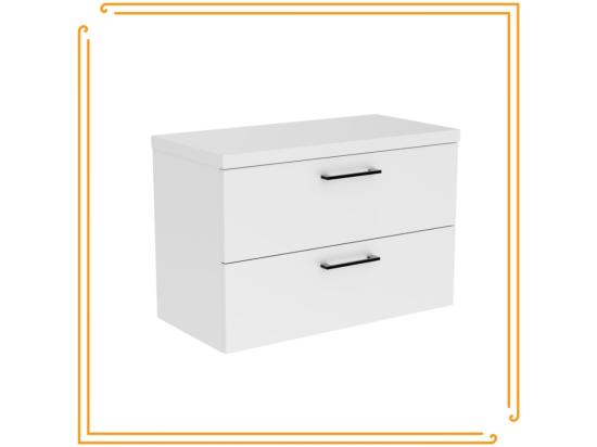 Vente Unique Armoire De Salle De Bain Suspendue 80 Cm Sous Le Lavabo Commode Blanche