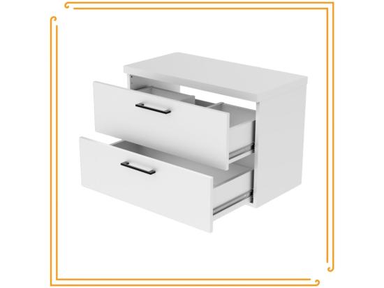 Vente Unique Armoire De Salle De Bain Suspendue 80 Cm Sous Le Lavabo Commode Blanche