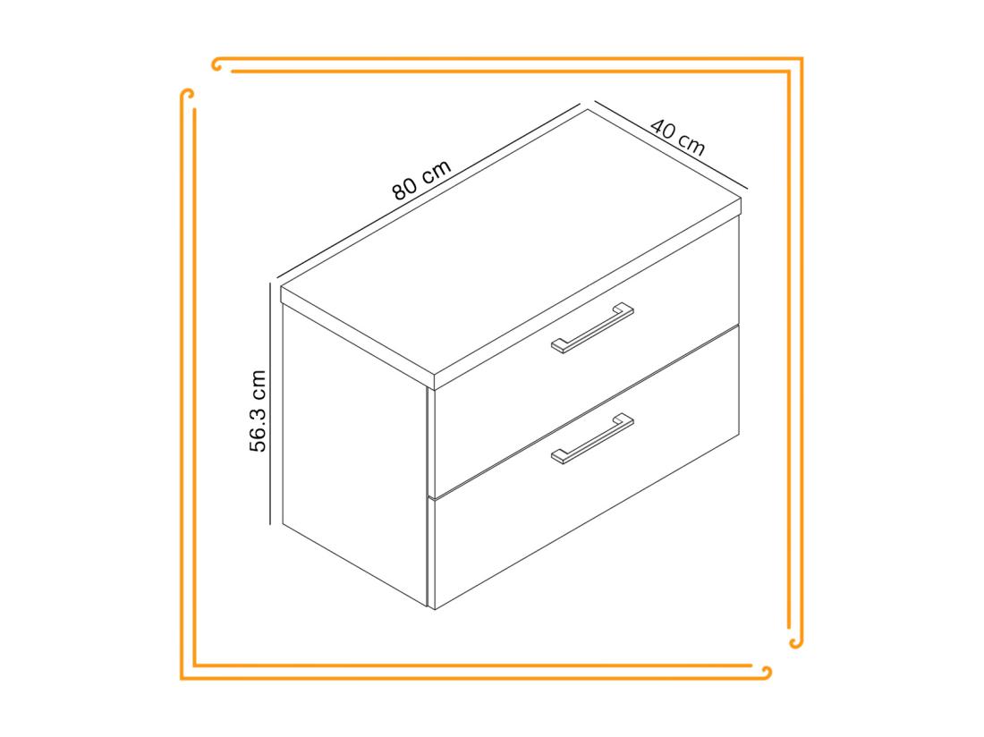 Vente Unique Armoire De Salle De Bain Suspendue 80 Cm Sous Le Lavabo Commode Blanche