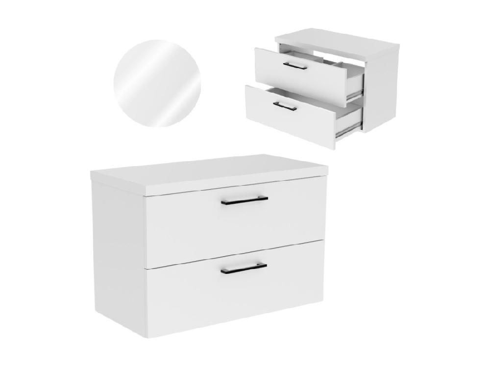 vente unique Armoire de salle de bain suspendue 80 cm sous le lavabo commode blanche